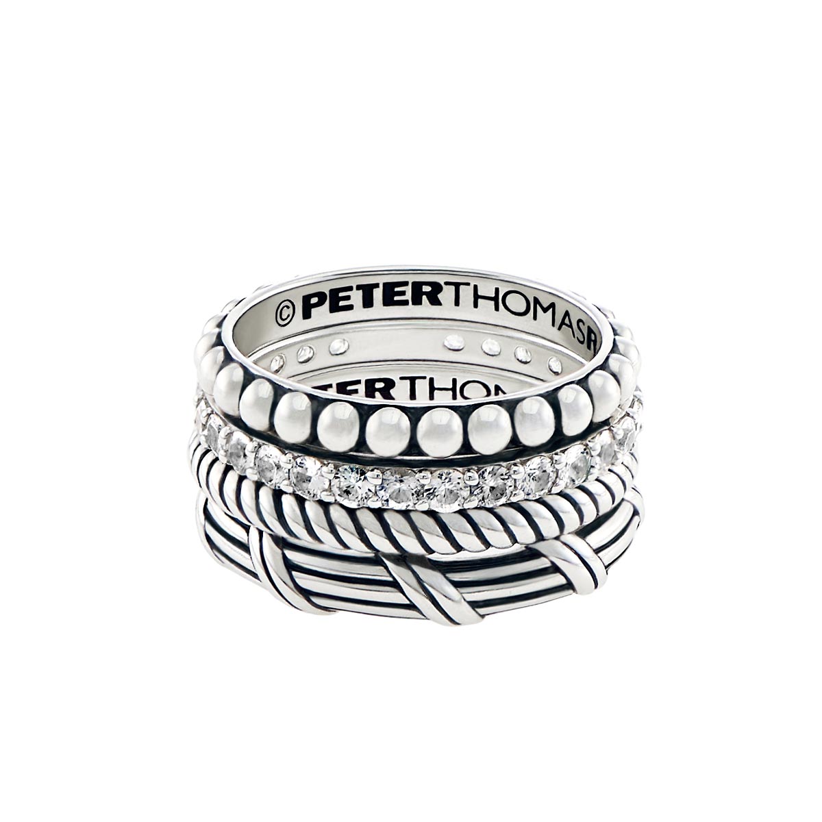 Peter Thomas Roth Ribbon and Reed Signature Classic Stack Ring Set with  white topaz in sterling silver – Peter Thomas Roth Designs