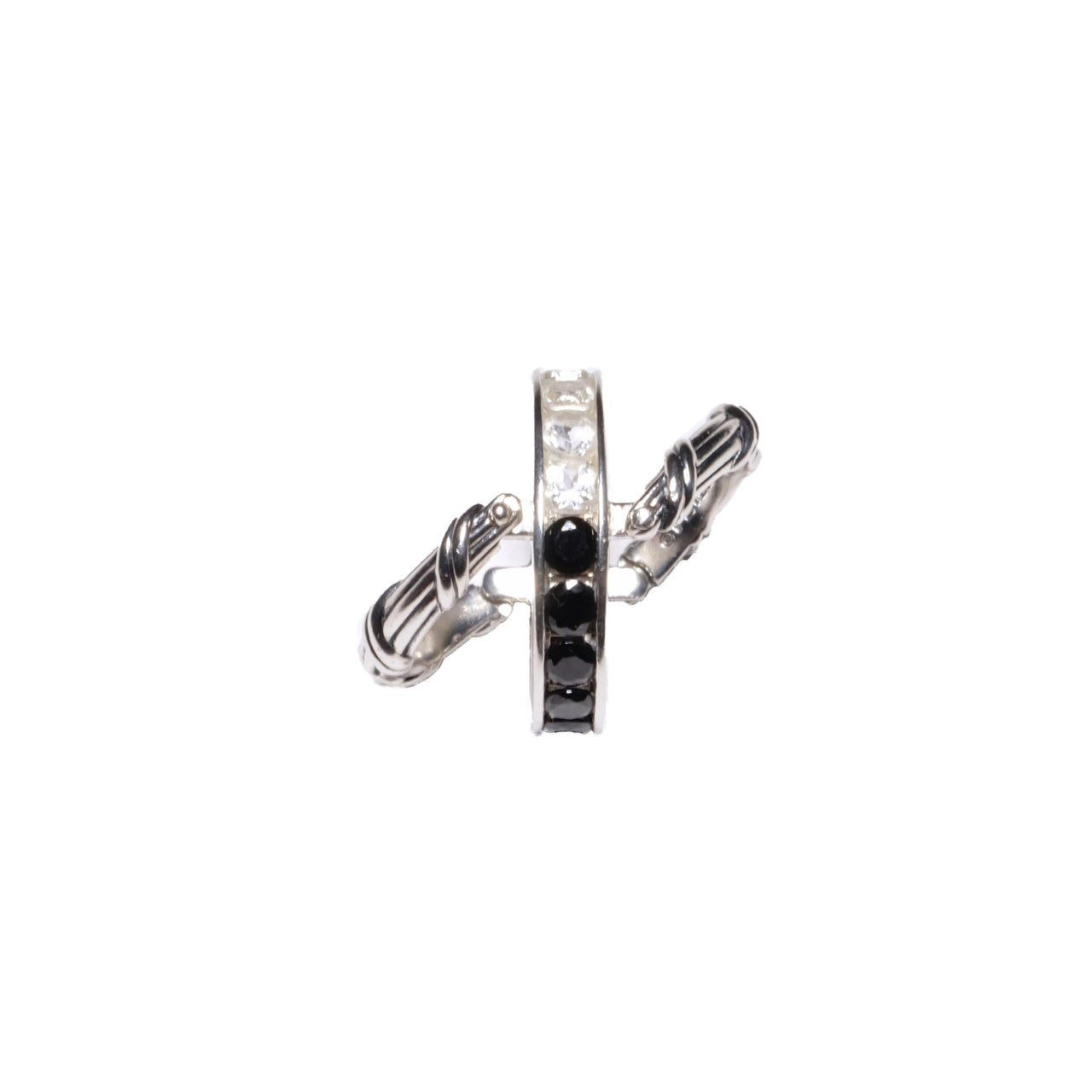 Signature Classic Reversible Ring with white topaz and black spinel in sterling silver